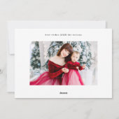 白モダンスタイリッシュと黒の写真happy シーズンカード (裏面)