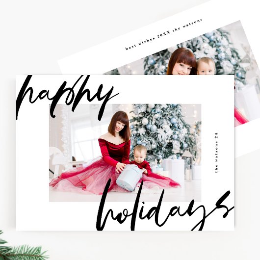 白モダンスタイリッシュと黒の写真happy シーズンカード