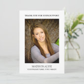 白モダンスタイリッシュのPageantありがとう写真 サンキューカード (スタンド正面)