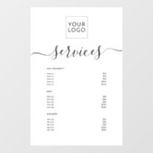 白モダンスパサロンサービスのメニューカスタムロゴ ウィンドウサイン (シート)