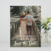 白モダンセージ緑の新鮮な春の写真結婚 招待状 (スタンド正面)