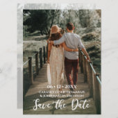 白モダンセージ緑の新鮮な春の写真結婚 招待状 (正面/裏面)