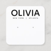 白モダンタイポグラフィはっきりしたイヤリングディスプレイ スクエア名刺 (正面)