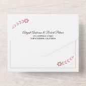 白モダンタイポグラフィほこりっぽいバラ結婚ピンク オールインワン招待状 (裏面)