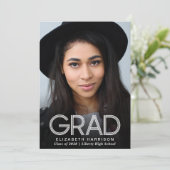 白モダンタイポグラフィ写真卒業 案内状 (スタンド正面)