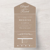 白モダンタイポグラフィ茶色クラフト紙結婚ズ オールインワン招待状 (内側)