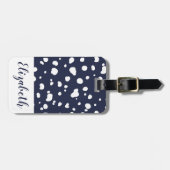 白モダンダルマチアンスポット&ネイビー ラゲッジタグ (正面横)