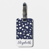 白モダンダルマチアンスポット&ネイビー ラゲッジタグ (裏面縦)