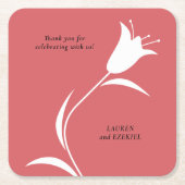 白モダンチューリ結婚ップ スクエアペーパーコースター (正面)