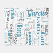 白モダンティール(緑がかった色)グレー名パターングラフィティ フリースブランケット (正面(横))