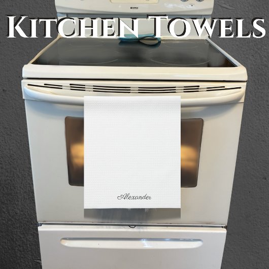 白モダンテンプレート、黒文字 キッチンタオル