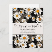 白モダンデイジーオンブラックフローラ 案内ポストカード (正面/裏面)