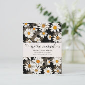 白モダンデイジーオンブラックフローラ 案内ポストカード (スタンド正面)