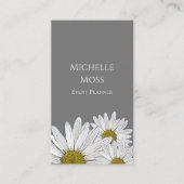 白モダンデイジートレンディーフローラグレー 名刺 (正面)