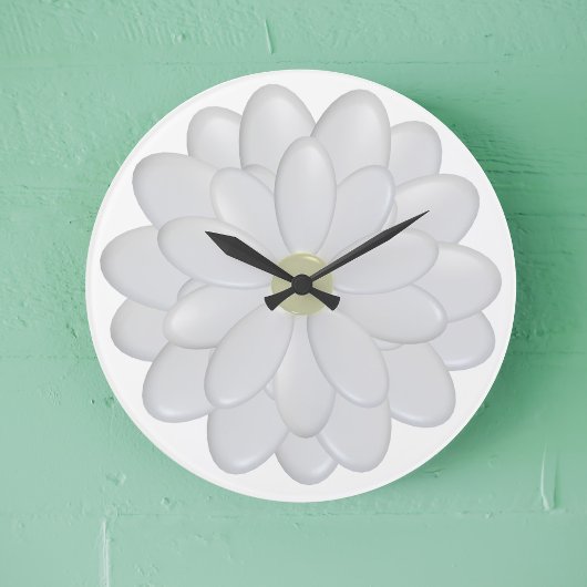 白モダンデイジーフラワーフローラ壁時計 ラージ壁時計