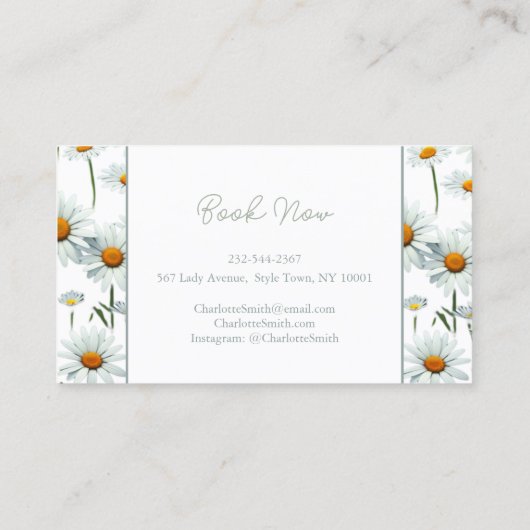 白モダンデイジーフローラ 名刺 (裏面)