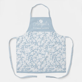 白モダンデイジー模様ガーデニングカスタム エプロン