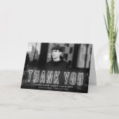 白モダンネオン写真卒業 サンキューカード (正面)