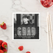 白モダンネオン写真卒業 スタンダードカクテルナプキン (インサイチュ)