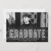 白モダンネオン写真卒業 案内状 (正面)