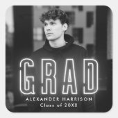 白モダンネオン卒業 スクエアシール (正面)