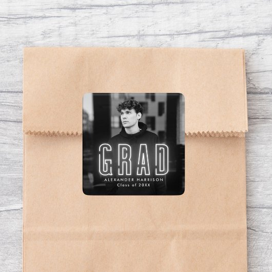 白モダンネオン卒業 スクエアシール