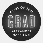 白モダンネオン卒業 ラウンドシール (正面)