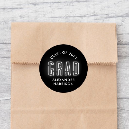 白モダンネオン卒業 ラウンドシール