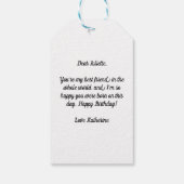 白モダンハート最高の友友の写真 ギフトタグ (裏面)