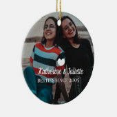 白モダンハート最高の友友の写真 セラミックオーナメント (右)