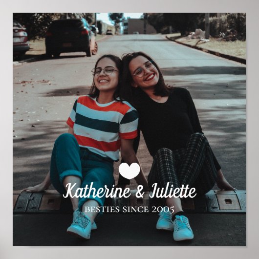 白モダンハート最高の友友の写真 ポスター (正面)