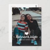 白モダンハート最高の友友の写真 ポストカード (正面/裏面)