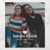 白モダンハート最高の友友の写真 ワインラベル (シングルラベル)