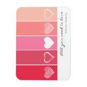 白モダンハート赤とピンクのストライプバレンタイン マグネット (縦)