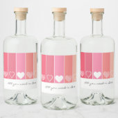 白モダンハート赤とピンクのストライプバレンタイン リキュールボトルラベル (ボトル)