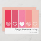白モダンハート赤とピンクのバグラデーションンタイン シーズンカード (正面/裏面)