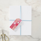 白モダンハート赤とピンク色バレンタイン ギフトタグ (より糸つき)