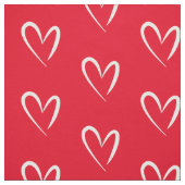 白モダンハート、赤い背景、 ファブリック (見本)
