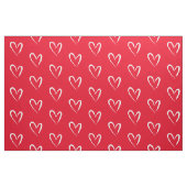 白モダンハート、赤い背景、 ファブリック (ファットクウォーター)