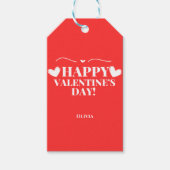 白モダンバレンタインハート ギフトタグ (正面)