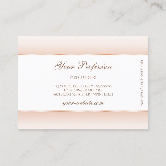 白モダンパステルピンクグラデーション楕円形エレガント枠 名刺 (裏面)