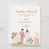 白モダンパーソナライズされたピ結婚ンク 招待状 (正面)