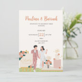 白モダンパーソナライズされたピ結婚ンク 招待状 (スタンド正面)