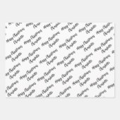 白モダンパーソナライズされた黒の聖降誕祭 ラッピングペーパーシート (正面3)