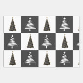 白モダンパーソナライズされた黒の聖降誕祭 ラッピングペーパーシート (正面)