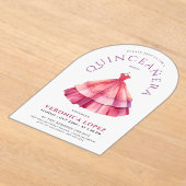 白モダンピンクカリンプリンセスドレスウォーター色 アクリル招待状 (レイダウン)