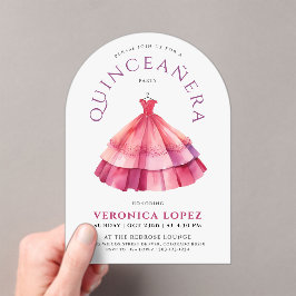 白モダンピンクカリンプリンセスドレスウォーター色 アクリル招待状