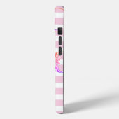 白モダンピンクストライプのエンジェルパーソナライズされた魚 Case-Mate iPhoneケース (裏面 / 左)