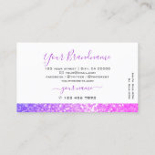 白モダンピンクパープルスパークルグリッター輝き 名刺 (裏面)