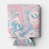 白モダンピンクブルーグリッターマーブル 缶クーラー (裏面)